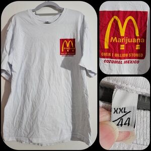 SIZE XXL MCDONALDs parody Shirt Cozumel Mexico Over 1 Billion Stoned Vtg Vintage